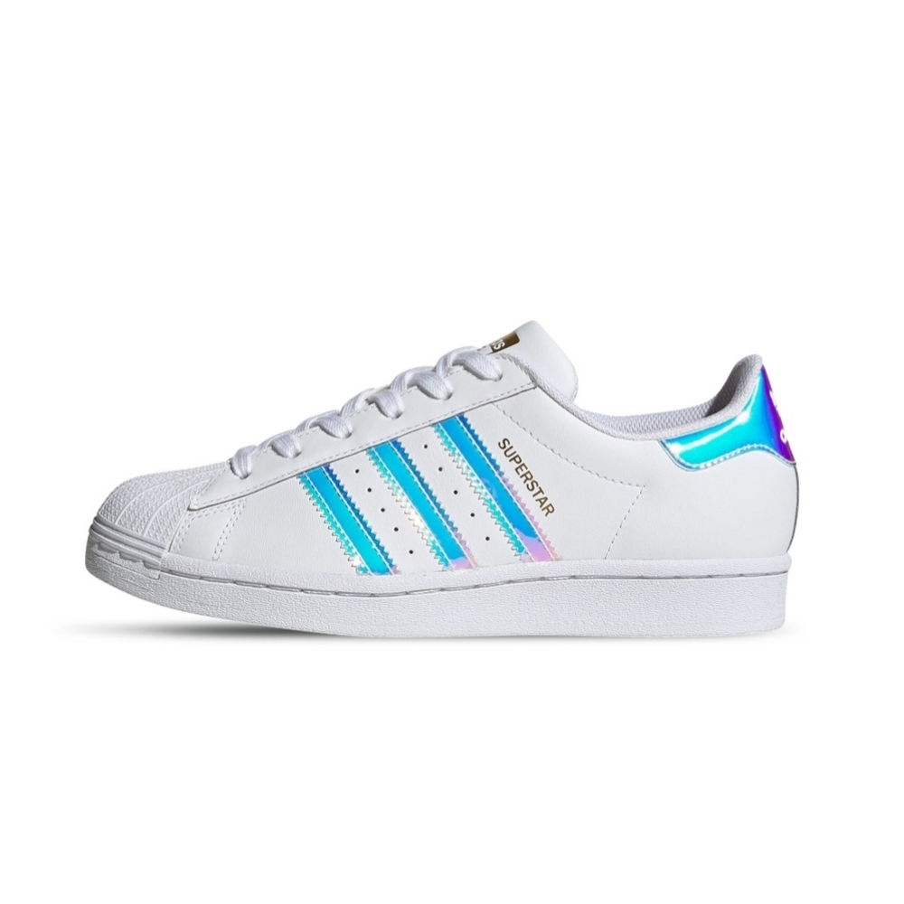 Adidas White Holographic Superstar Sneakers Size 5